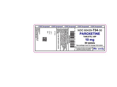 60429-734-30LB - PAROXETINE HCl 10 MG TABS 2.jpg 60429 734 30LB PAROXETINE HCl 10 MG TABS 2